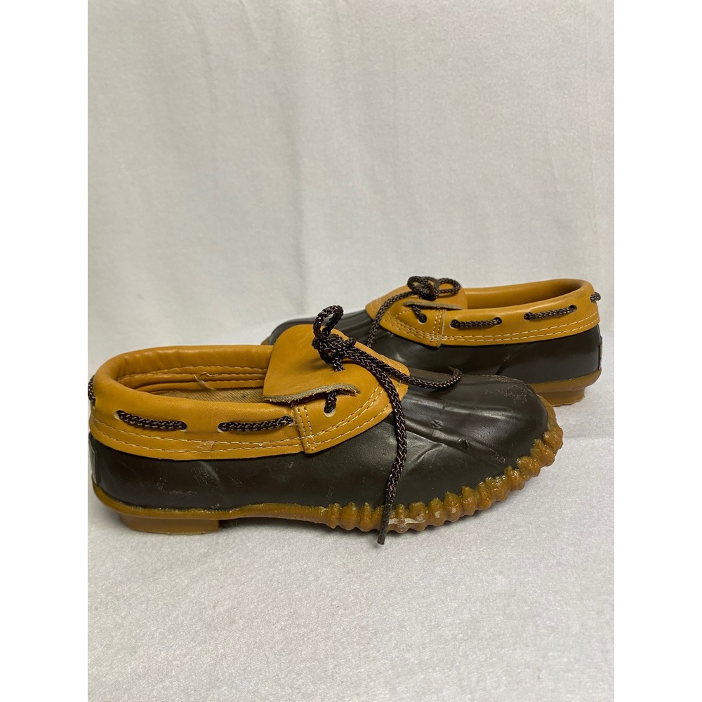 Land Rover Duck Boots Slides Size 5 Brown Yellow Lace Up Rubber‎
